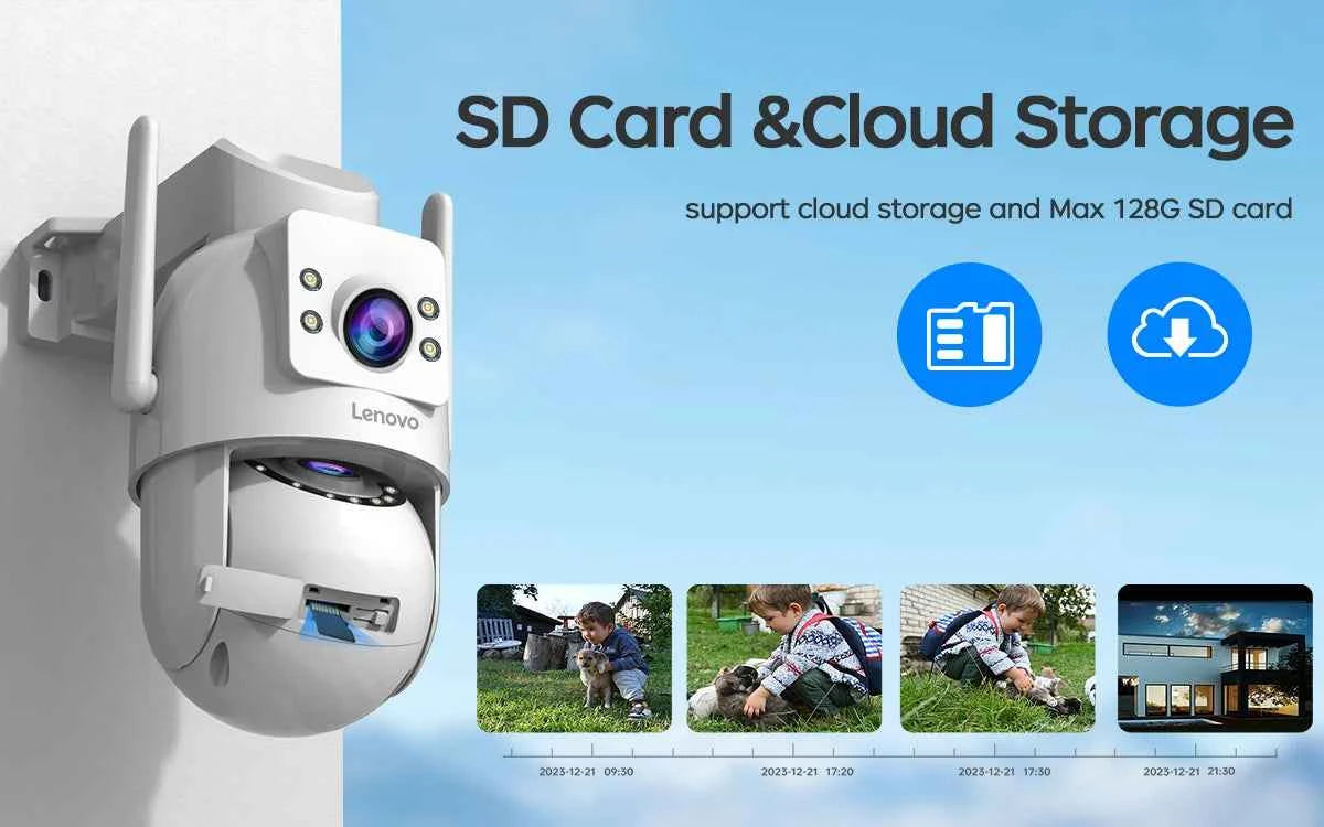 Lenovo 4K 6MP WiFi Surveillance Camera Outdoor Security Dual Lens Dual Screen AI Tracking PTZ IP Camera CCTV Video Surveillance - Limetastore