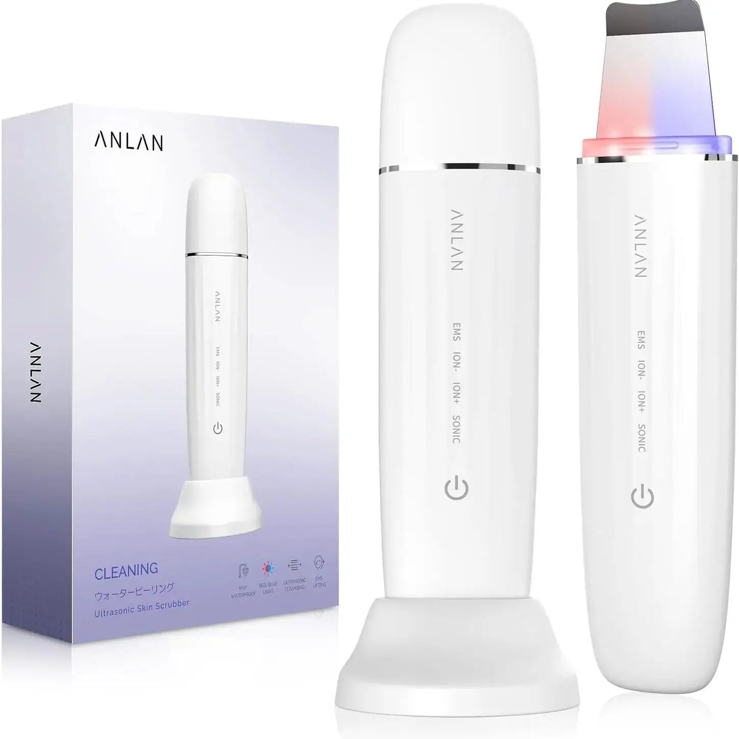 ANLAN Ultrasonic Skin Scrubber Peeling Facial Ultrasonic EMS Facial Lifting Red Blue Skin Care Pore Deep Cleansing Machine IPX7 - Limetastore