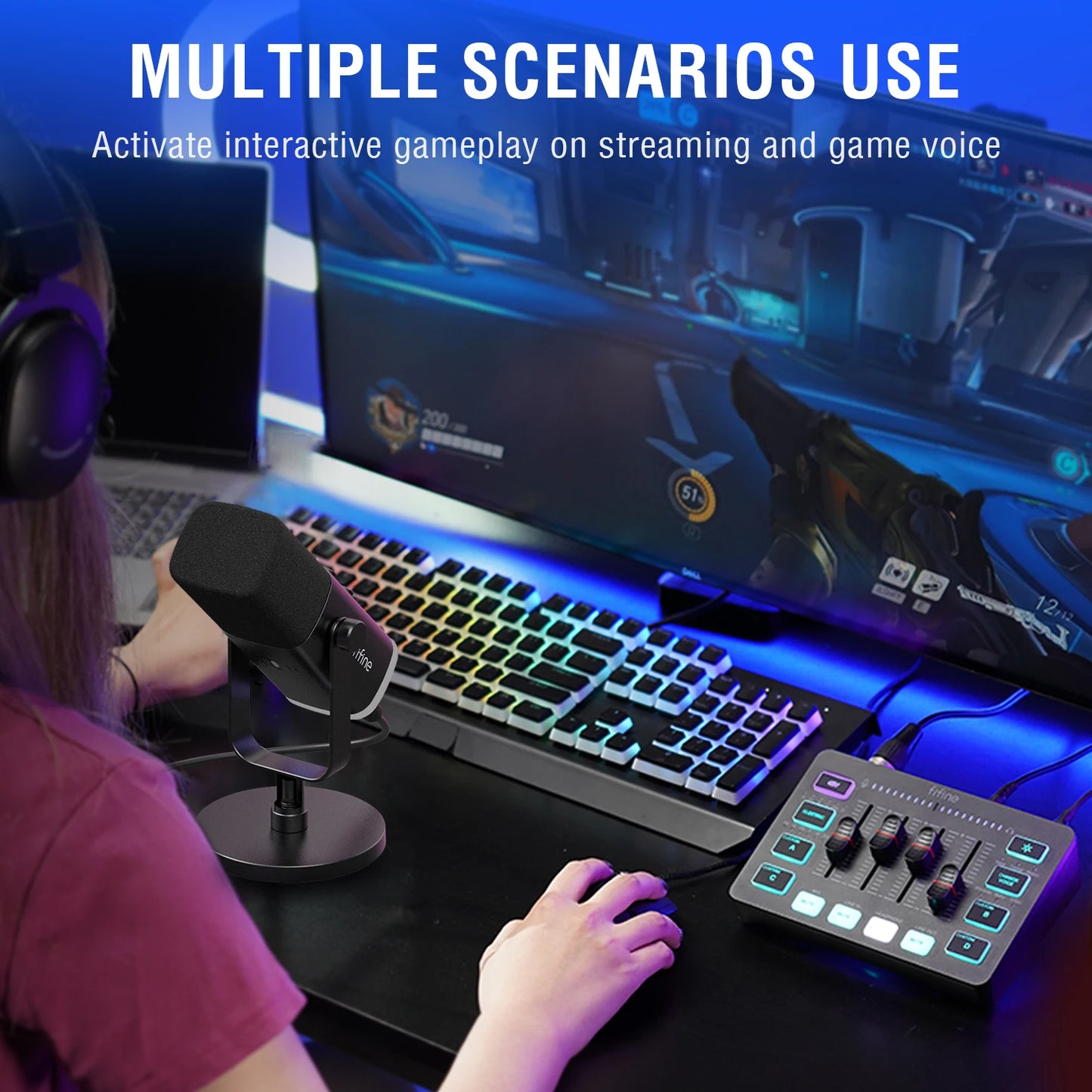 FIFINE Professional Gaming Audio Set | AM8 Mic, SC3 Mixer & H9 Headset Bundle - Limetastore
