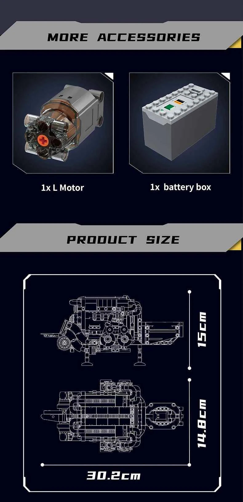 Mould King 10131 W16 Engine Building Block Set | BGT Supercar Part - Limetastore