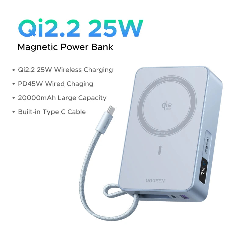 UGREEN Qi2 25W Magnetic Power Bank – 20000mAh / 10000mAh Fast Charging Portable