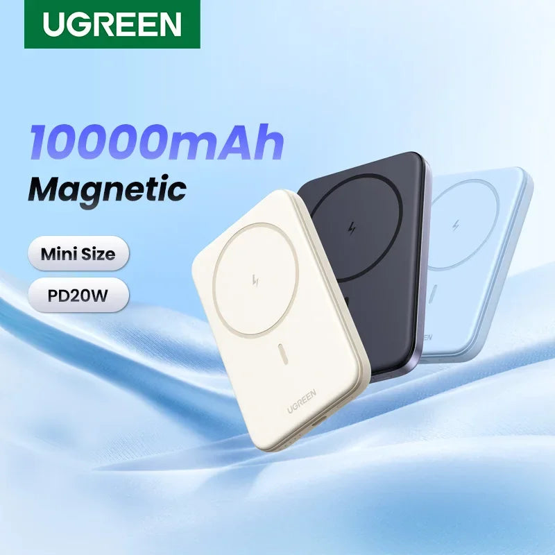 UGREEN PD20W magnetna prenosna baterija – 10000 mAh prenosna zunanja baterija za hitro brezžično polnjenje