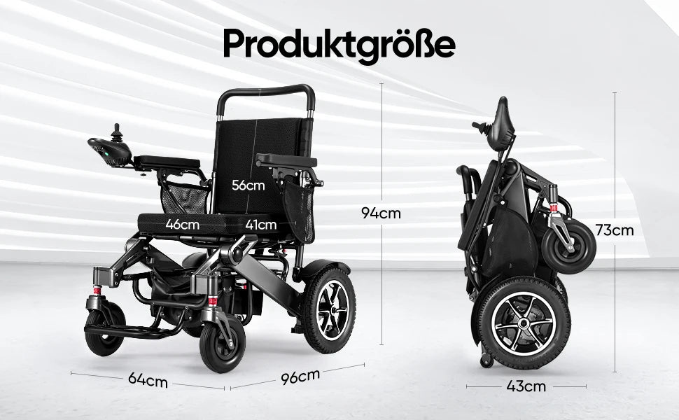 Electric Wheelchair – 30KM Travel Range, Lightweight, Foldable, Weatherproof, 500W Aluminum Frame