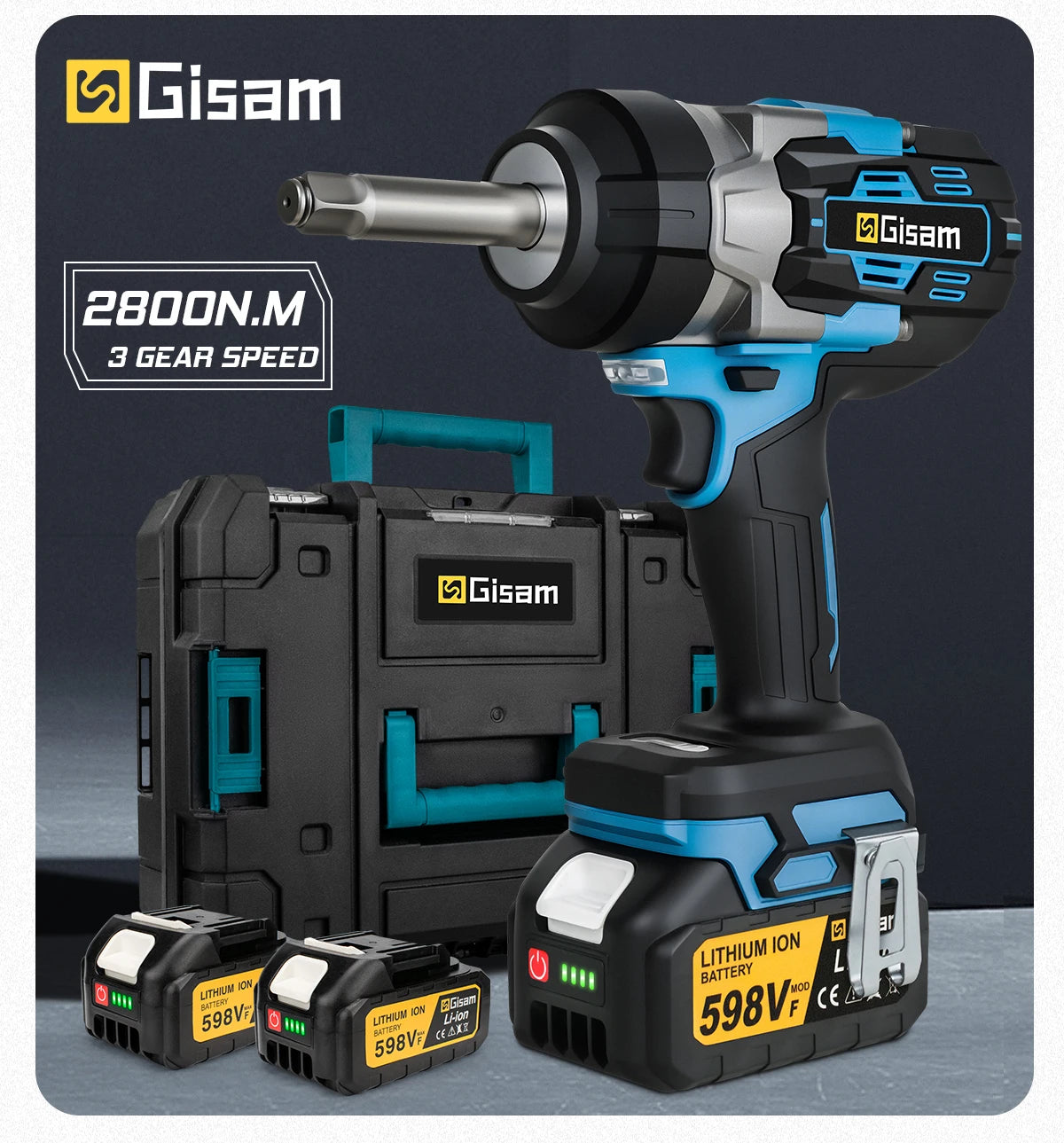 Gisam 2800N.m brezkrtačni udarni vijačnik 1/2"