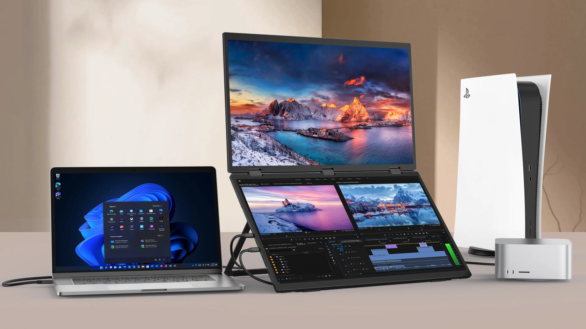 EVICIV 18.5" Touchscreen Portable Monitor 100Hz 1080P USB-C HDMI Dual Folding Stacked Gaming Display for Laptops PC Mac Phone - Limetastore