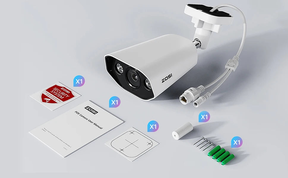 ZOSI 4K 8MP PoE dodana IP kamera – Ultra HD varnostna kamera z dvosmernim zvokom, barvnim nočnim vidom