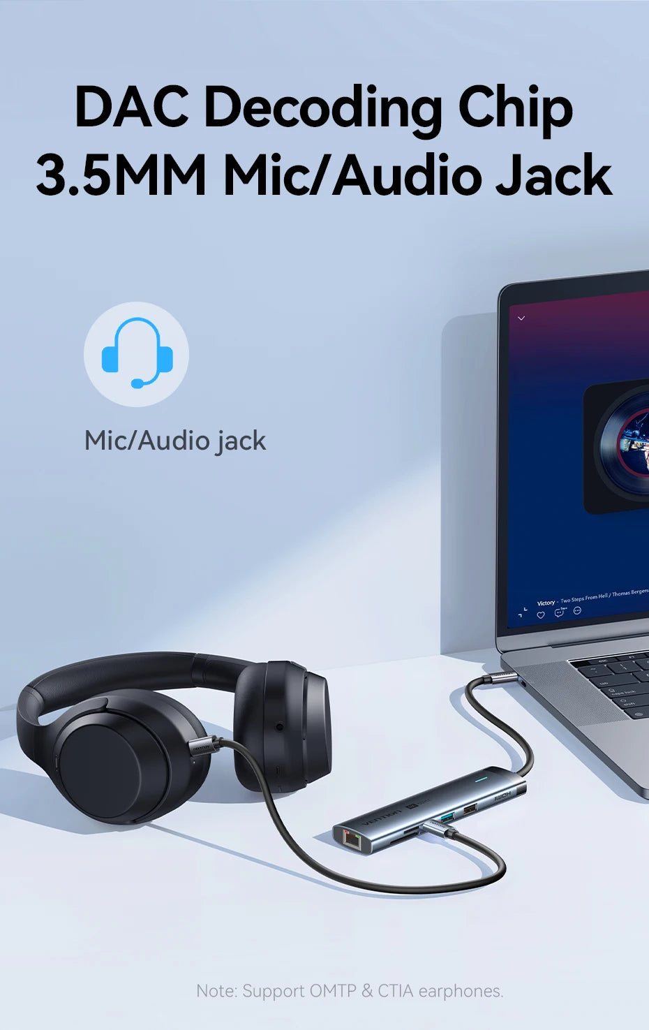 Vention USB‑C 9‑in‑1 Hub | HDMI 4K 60Hz, PD 100W, RJ45, USB 3.0 Docking Station