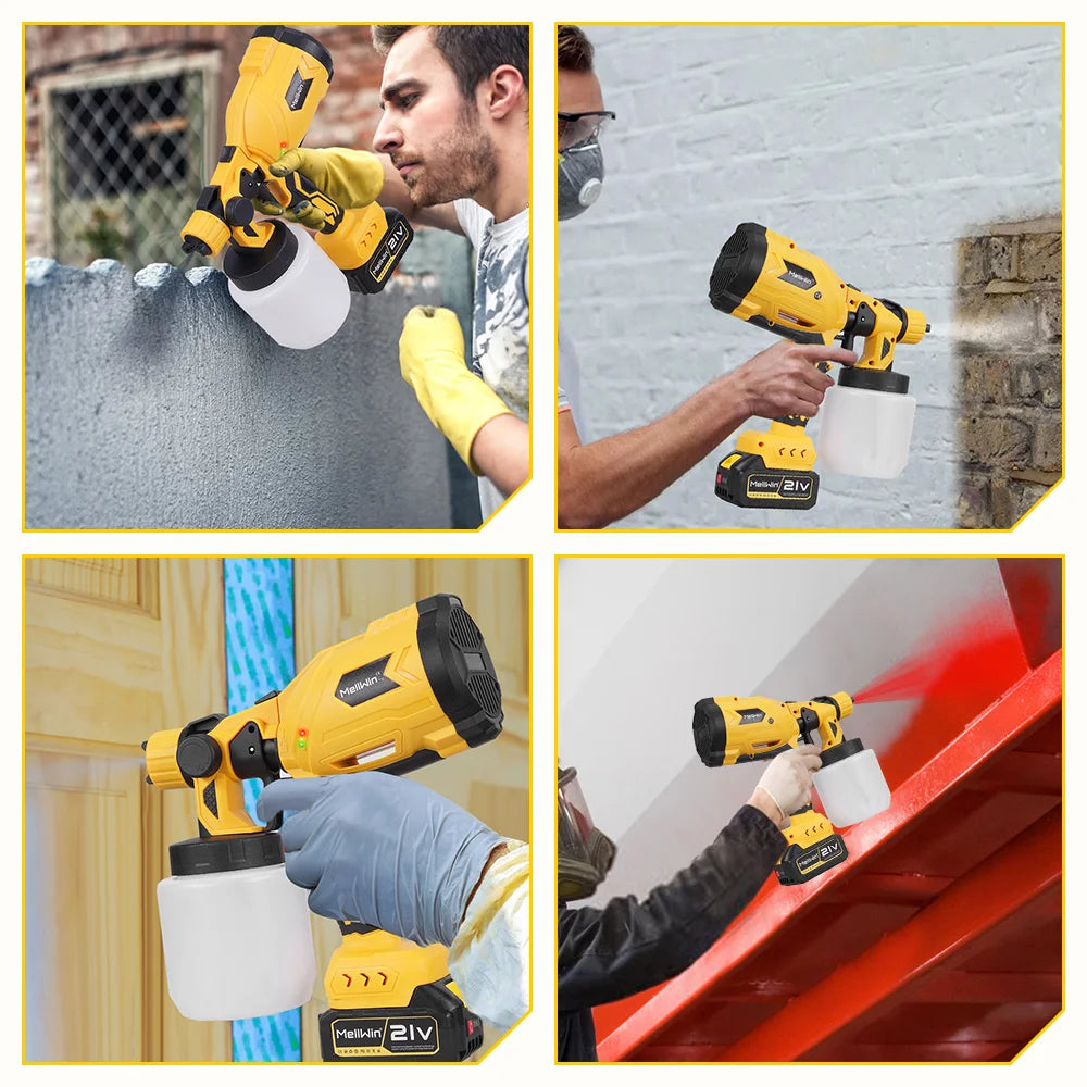 MELLWIN 1000ML Cordless Electric Paint Spray Gun Portable HVLP Paint Sprayer Car Furniture Sprayer For Makita 18V Battery Pin - Limetastore
