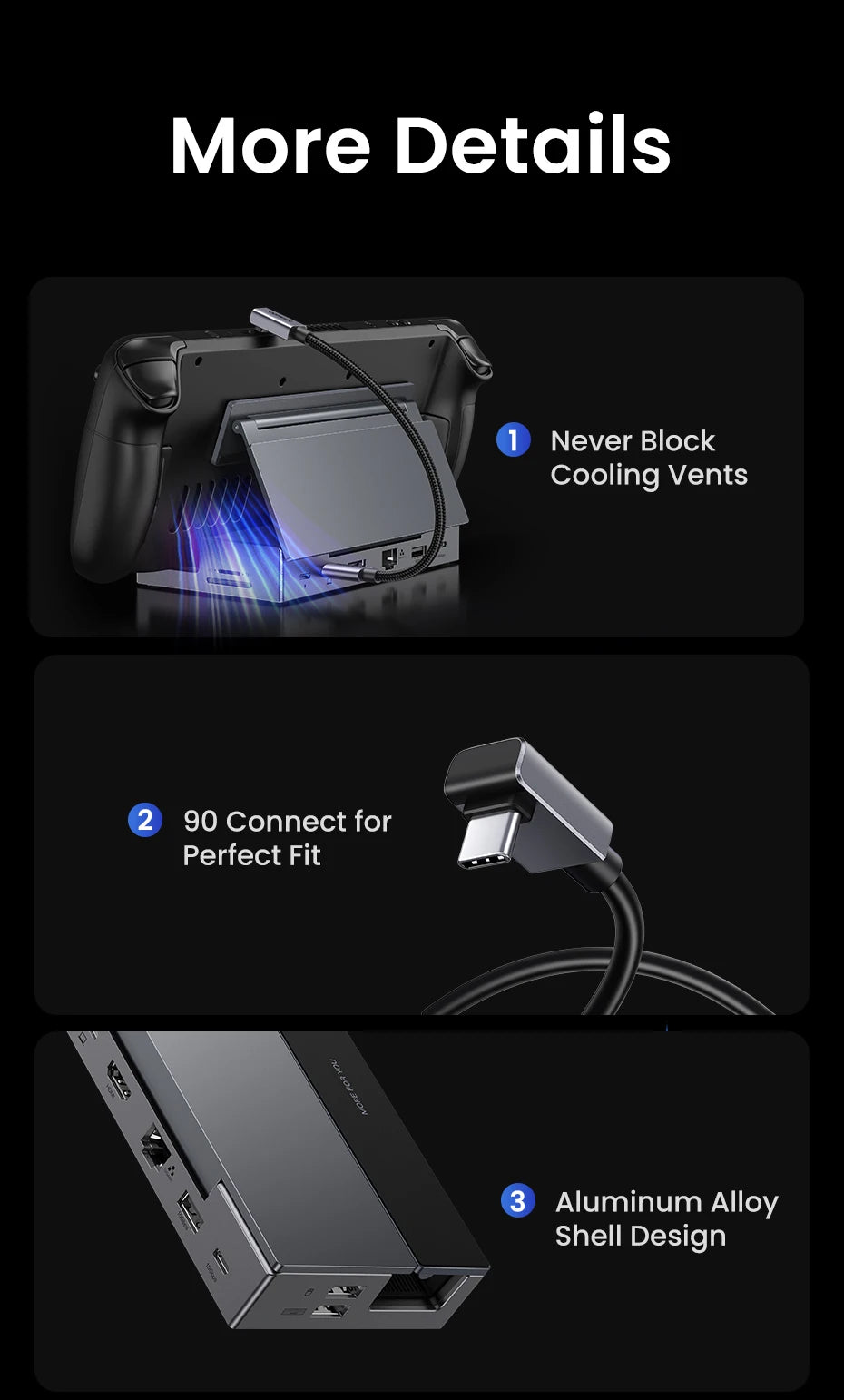UGREEN 9-v-1 Steam Deck priklopna postaja s HDMI 4K60Hz, RJ45 Ethernet, PD100W, USB-A/C