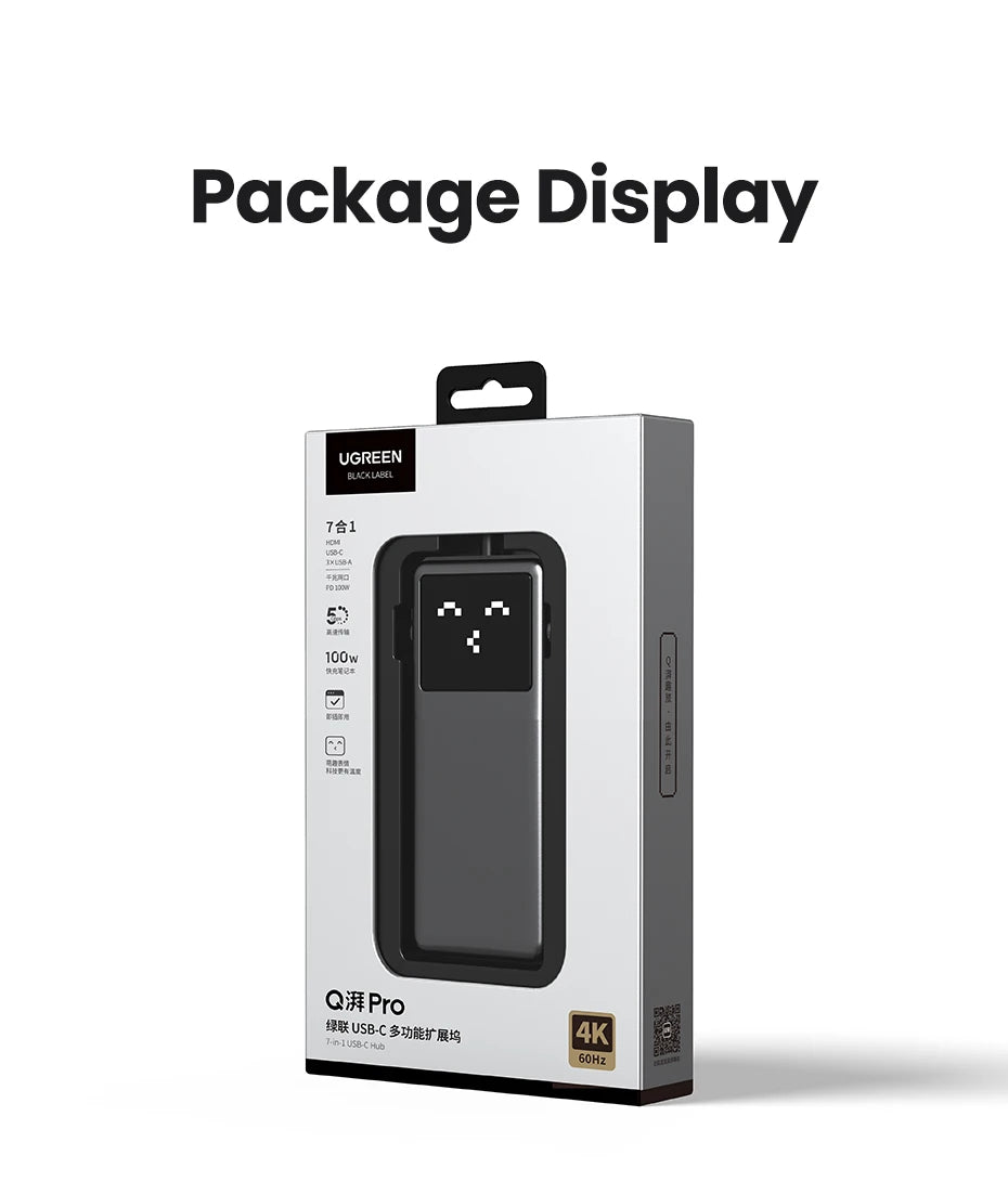 UGREEN Uno USB-C Hub | HDMI 4K60Hz / 2K120Hz, RJ45 1000 Mbps, PD100W, razdelilnik USB 3.0 za MacBook in prenosnike