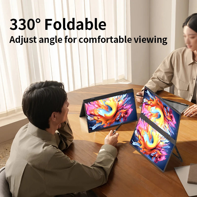 Sibolan 14-inch 1080p Portable Dual Screen Extender 120Hz 100% sRGB HDR 330° Rotation Folding Laptop Monitor For Gaming & Wins - Limetastore