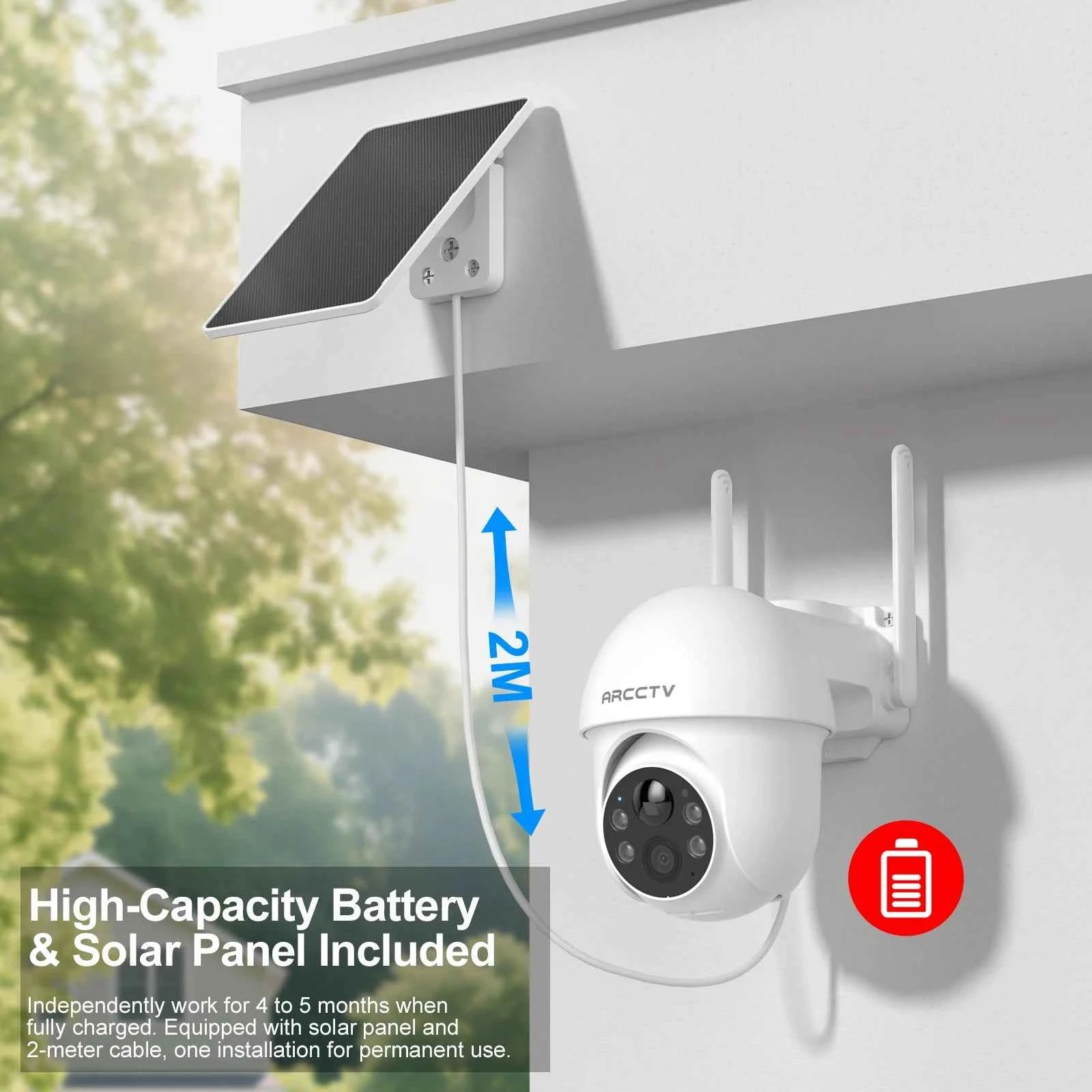 ARCCTV 2K Solar Wifi Camera Color Night Vision Security Surveillance Camera Outdoor Wireless Motion Detection HD Two Way Audio - Limetastore