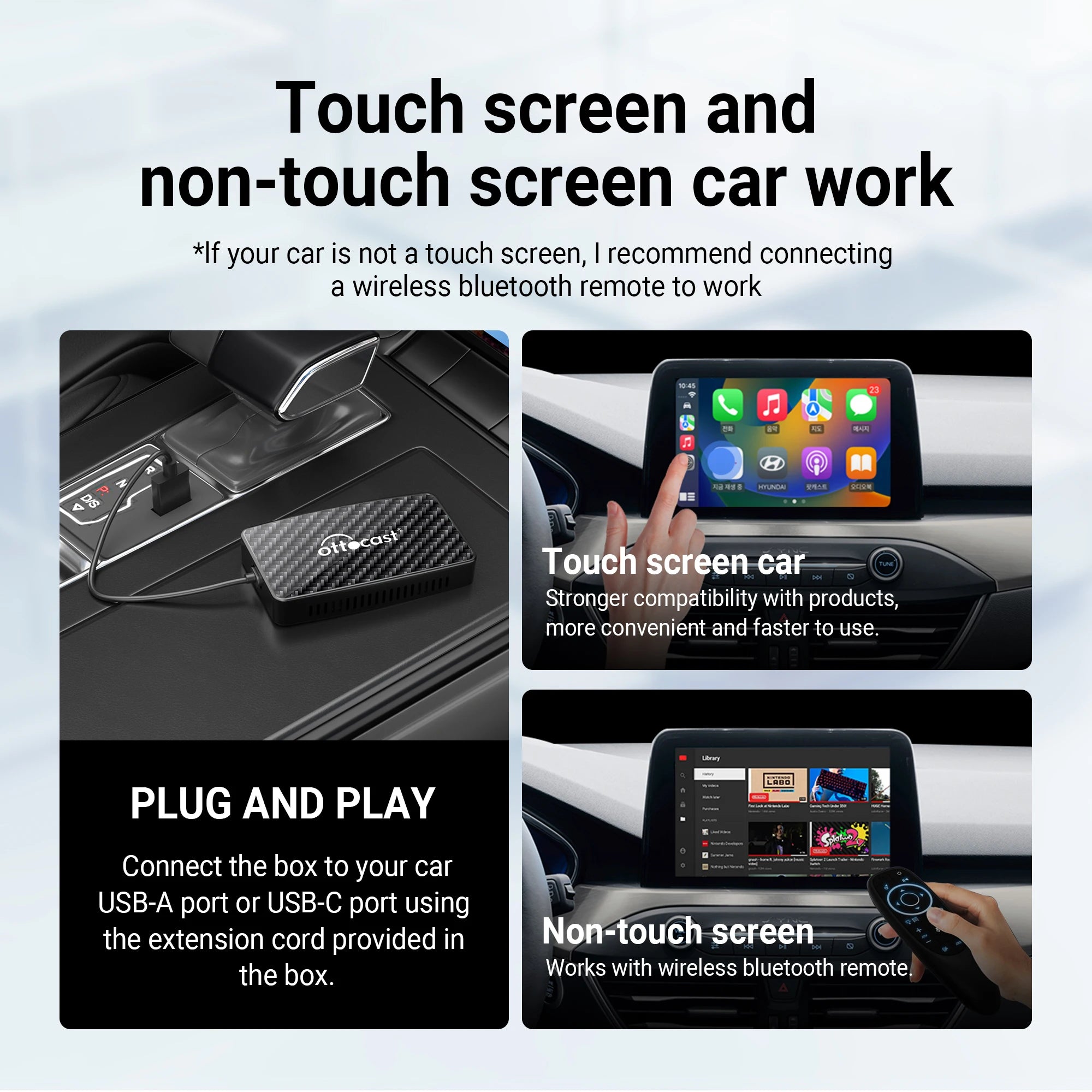 OTTOCAST Play2Video Pro Wireless CarPlay & Video AI Box