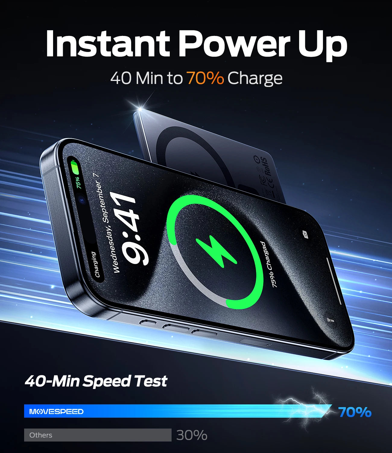 MOVESPEED magnetna baterija 10000 mAh tanka MagSafe za iPhone Samsung