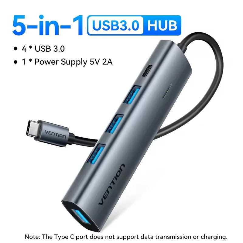 Vention USB-C v USB-A zvezdišče s 4 priključki | Visokohitrostni razdelilnik USB 3.0 za MacBook in prenosnike