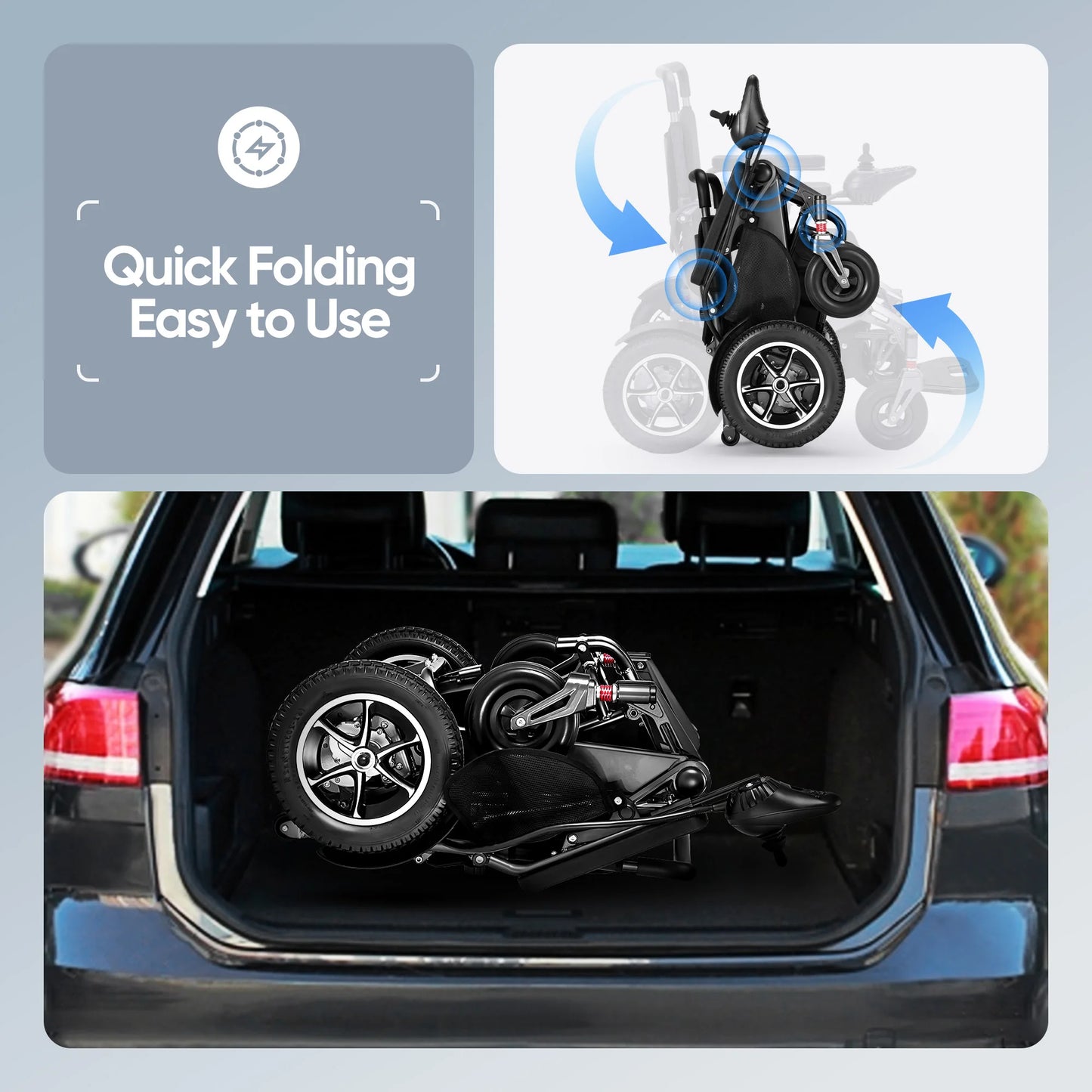 500W Aluminum Electric Wheelchair (Lightweight, Foldable, Weatherproof, 30 km Range)