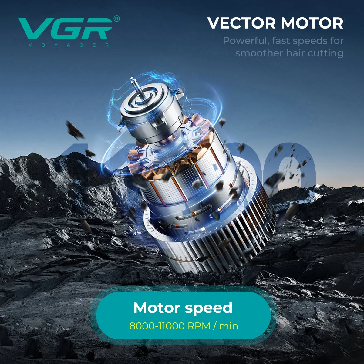 Profesionalni strižnik las VGR V-668 – motor Vector 11.000 vrt./min, 250 minut delovanja, 6 glavnikov