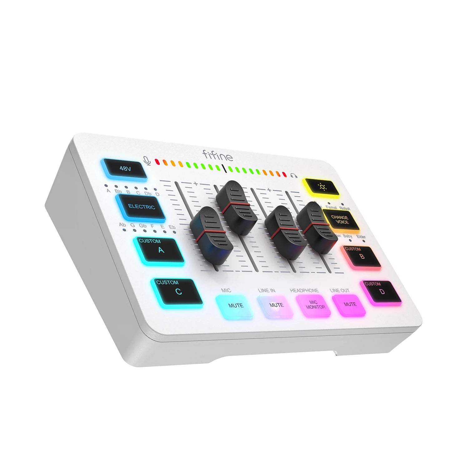 FIFINE igralni avdio mešalnik, pretočni 4-kanalni RGB mešalnik z vmesnikom za mikrofon XLR, za glas v igrah, podcaste, AmpliGame SC3