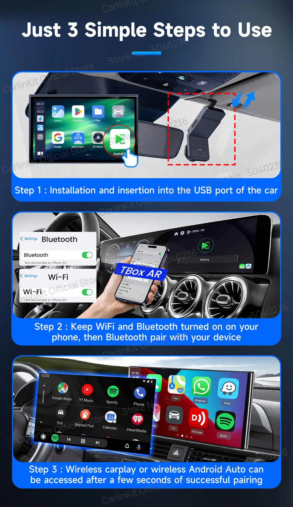 CarlinKit Android 13 8-jedrni 8+128 GB brezžični CarPlay AI Box