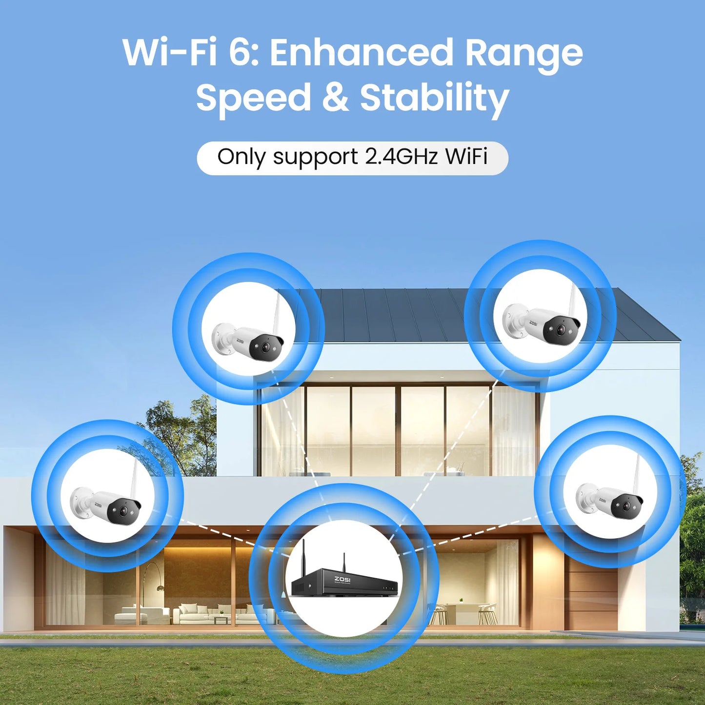 Varnostni kameri sistem Wi-Fi 6 ZOSI 2K – 3MP notranje/zunanje brezžične IP kamere z dvosmernim zvokom