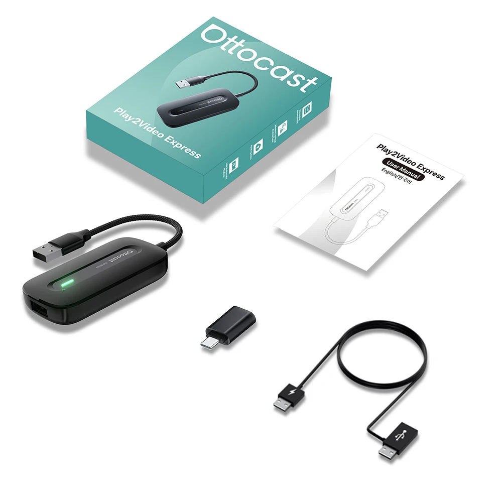 OTTOCAST Play2Video Express brezžična video AI škatla za CarPlay