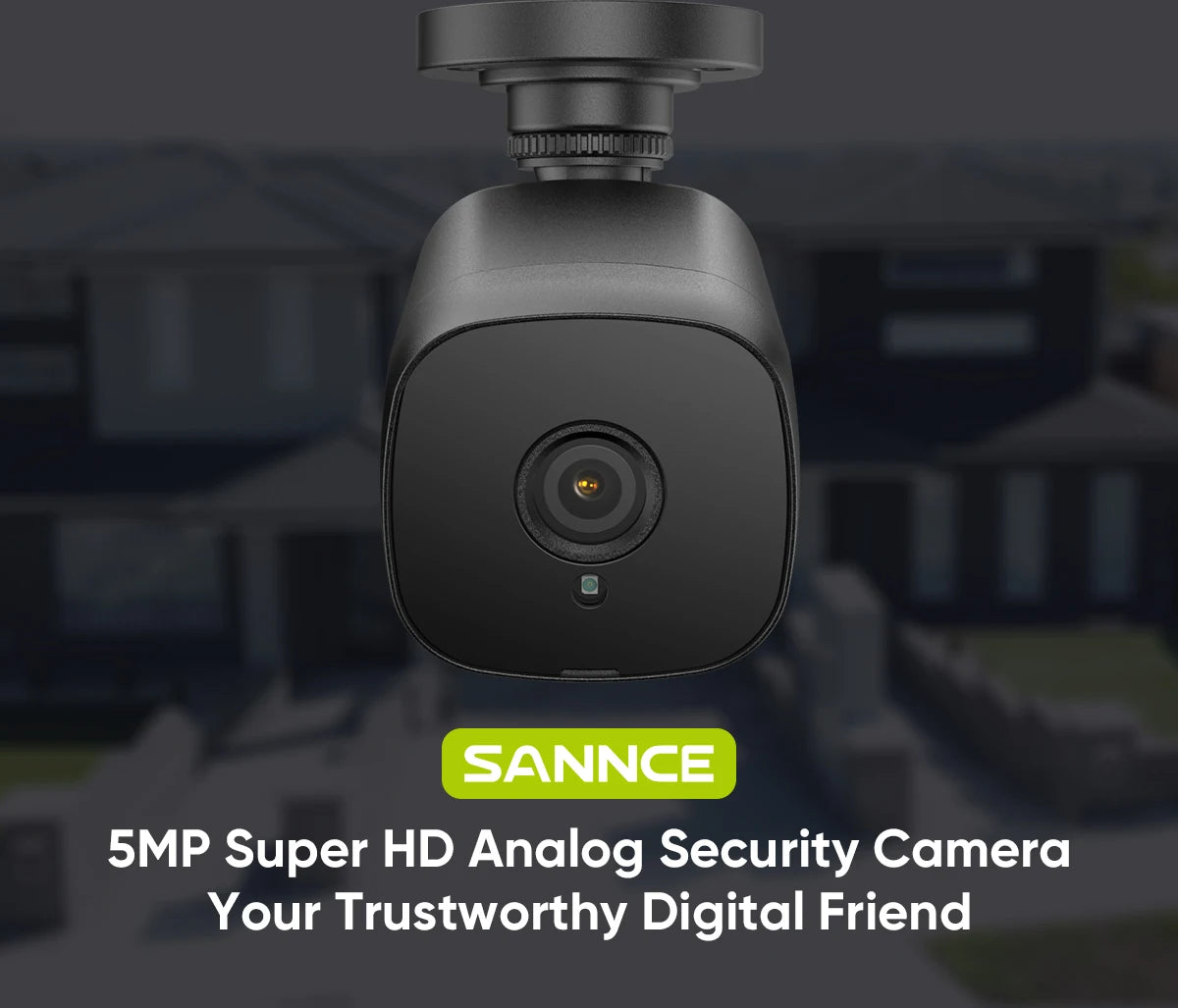 SANNCE 5MP TVI kamere | 4× IR nočni vid, 12 IR LED, 3,6 mm leča, BNC kabel
