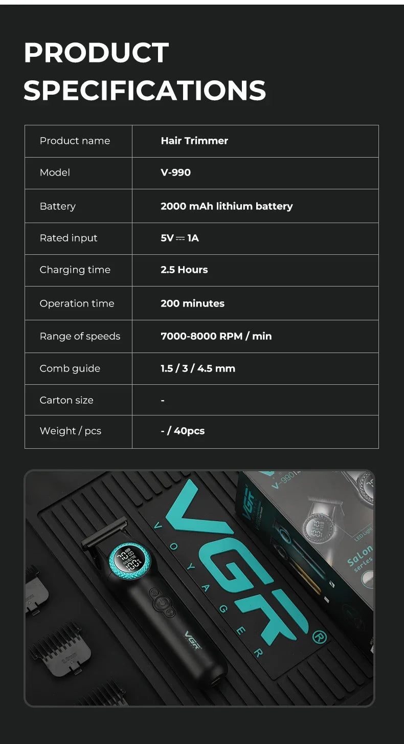 VGR V-990 profesionalni strižnik las 8000 vrt/min 200 min Zero-Gap