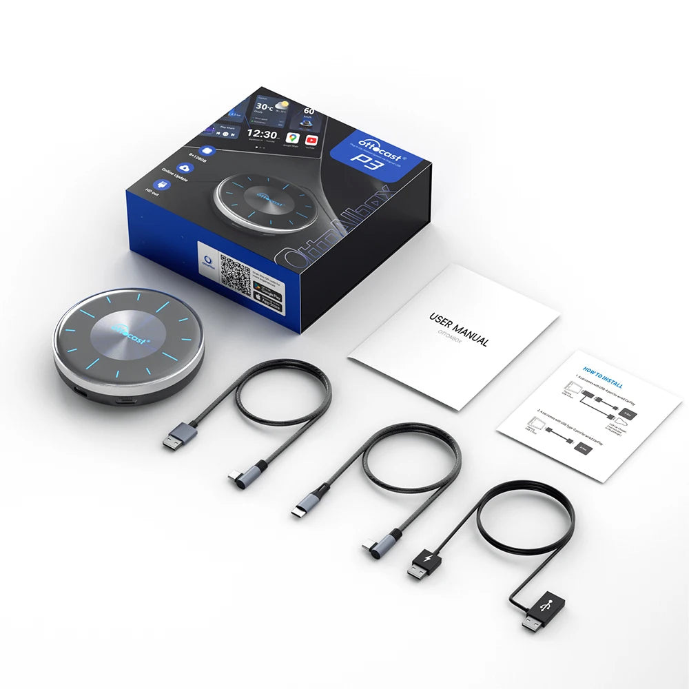 OTTOCAST P3 / P3 PRO Android TV AI Box z HDMI in brezžičnim CarPlayem