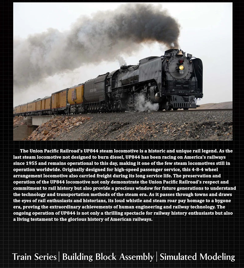 Mould King 12031 Technical Car Building Block Remote Control Union Pacific 844 Steam Locomotive Model Assembly Train Brick Toys - Limetastore