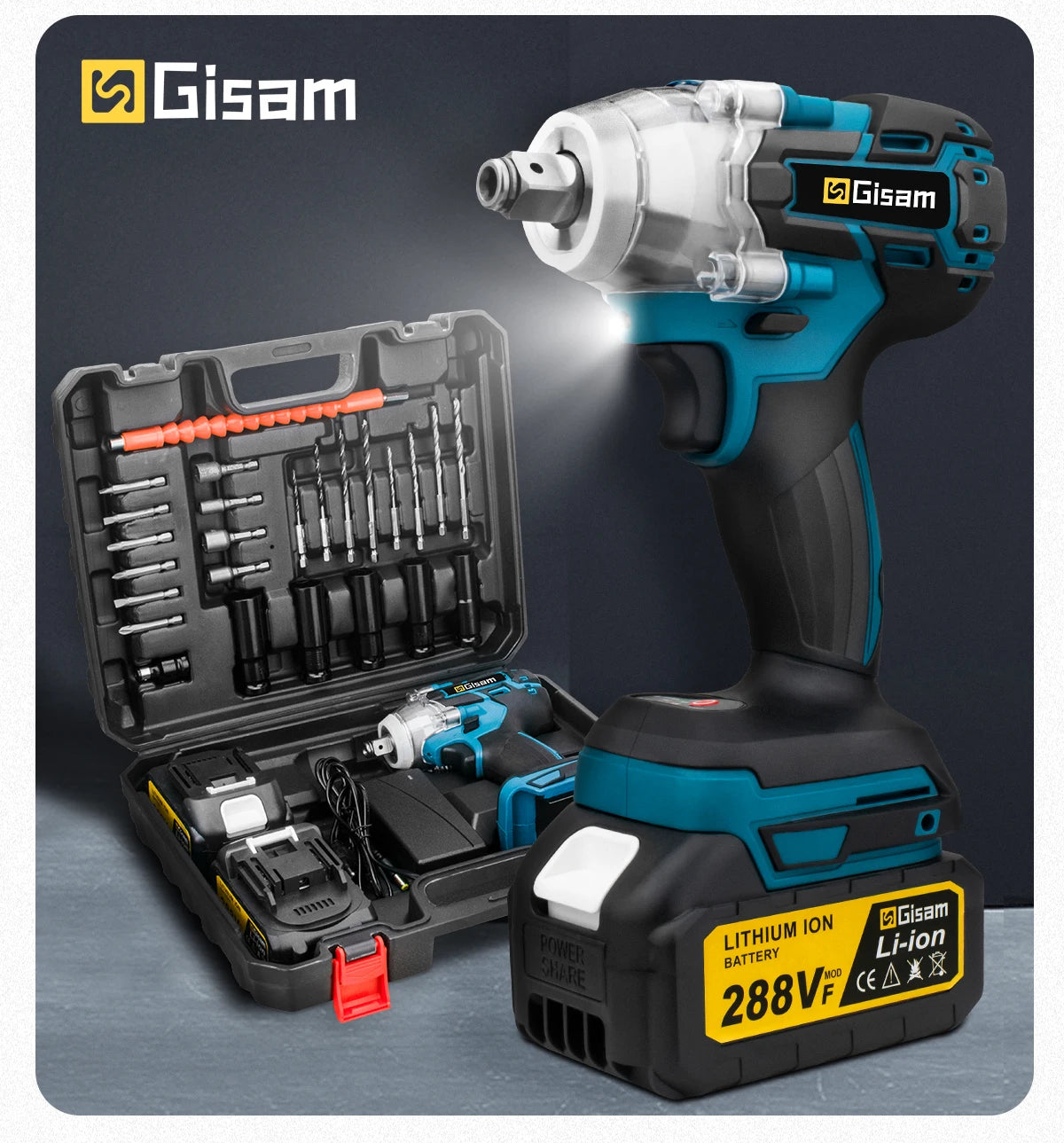 Gisam 320 Nm brezkrtačni udarni vijačnik 1/2"