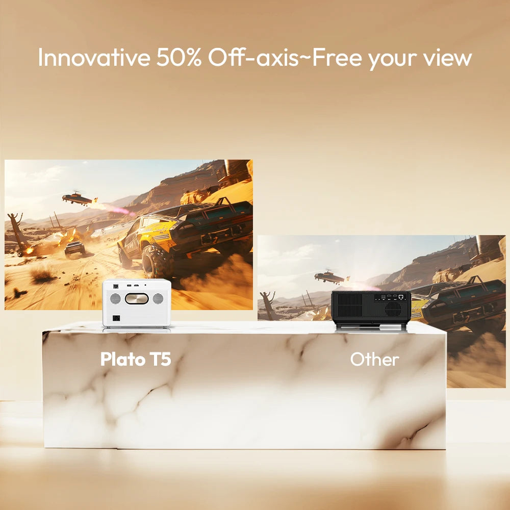 BYINTEK T5 Max Smart Home Theater Projector – 1000 ANSI Lumens, Native 1080P, 4K Support