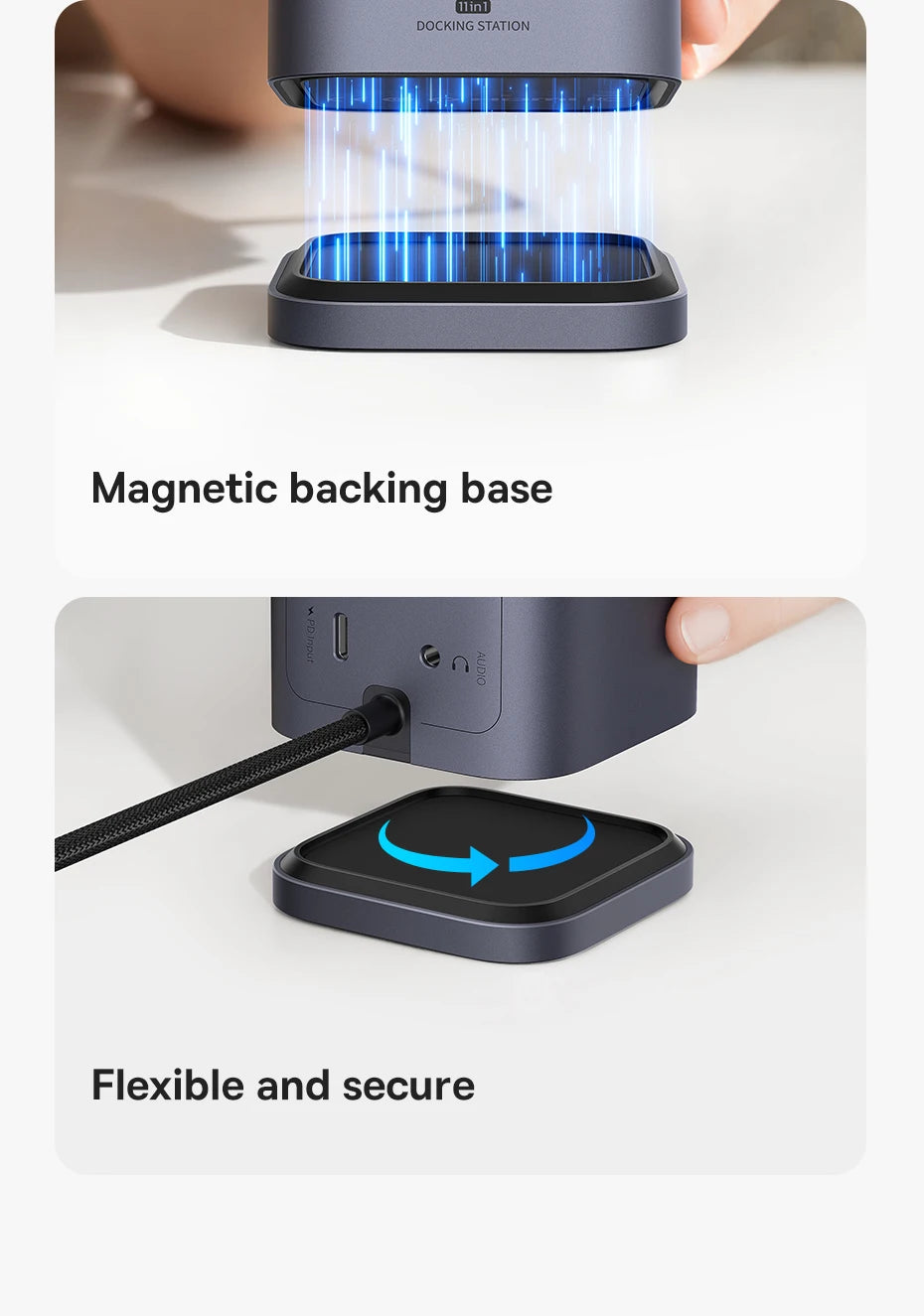 Baseus 11‑v‑1 zvezdišče USB‑C | DP 4K@60Hz, HDMI, trojni zaslon, RJ45, PD 100W, priklopna postaja USB 3.1