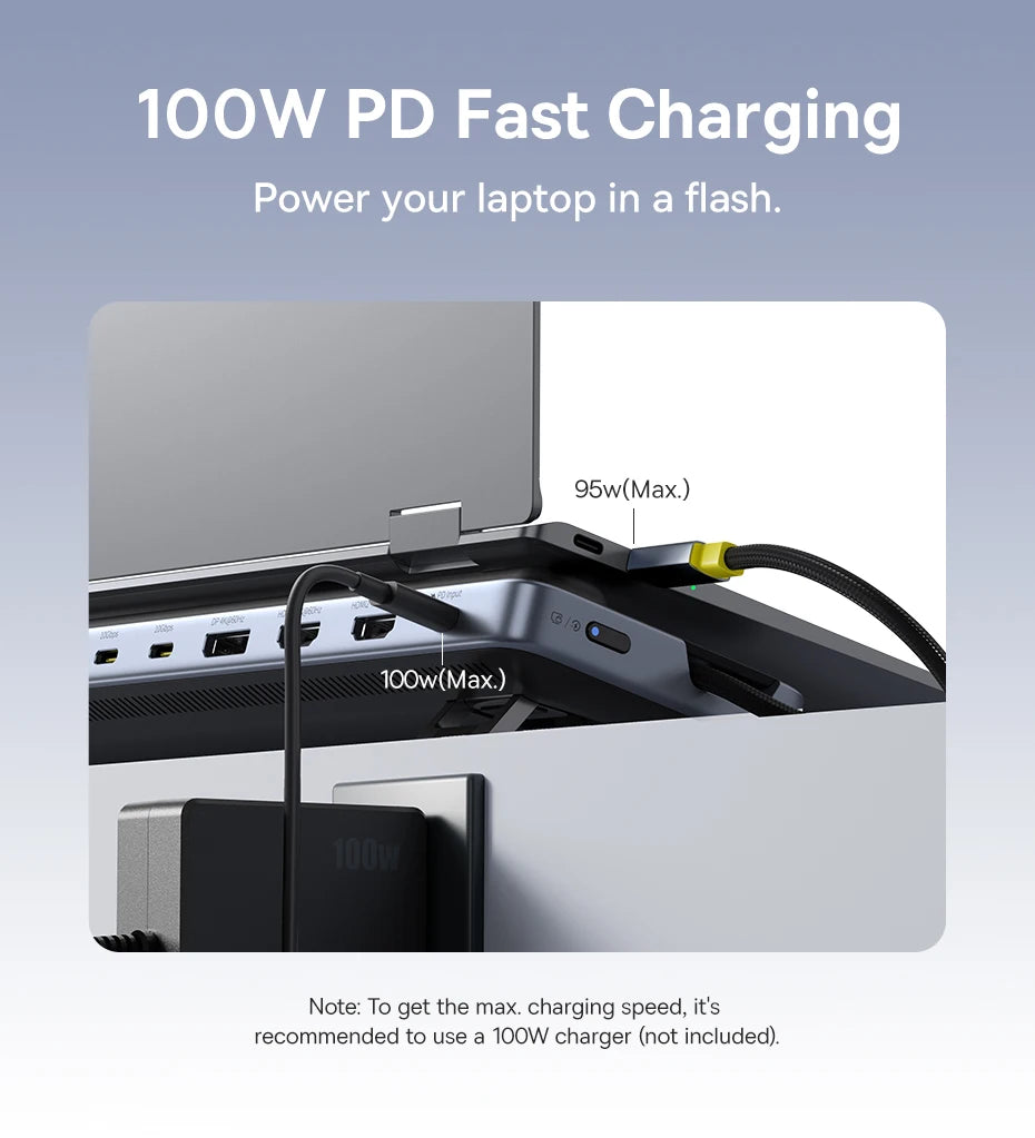 Baseus EH3 12‑in‑1 USB‑C Hub | Triple Display HDMI + DP 4K@60Hz, PD 100W, Laptop Stand Docking Station