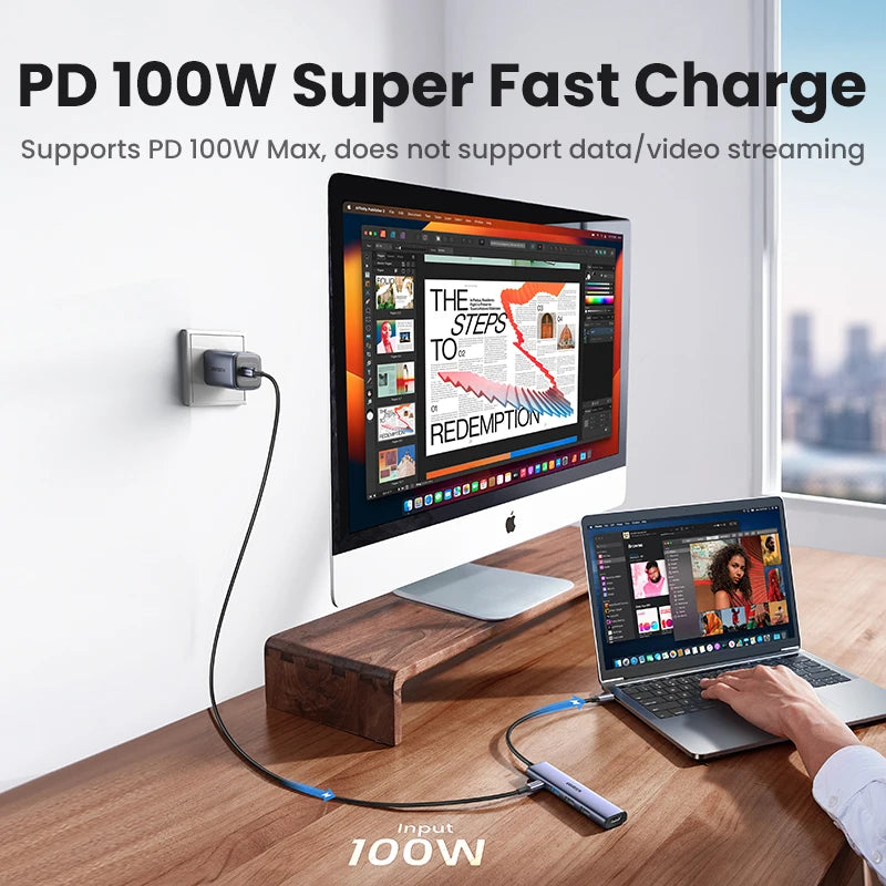 GREEN zvezdišče USB‑C 7‑v‑1 s HDMI 4K, SD/TF, USB‑A 5Gbps, PD100W – Type‑C 3.1