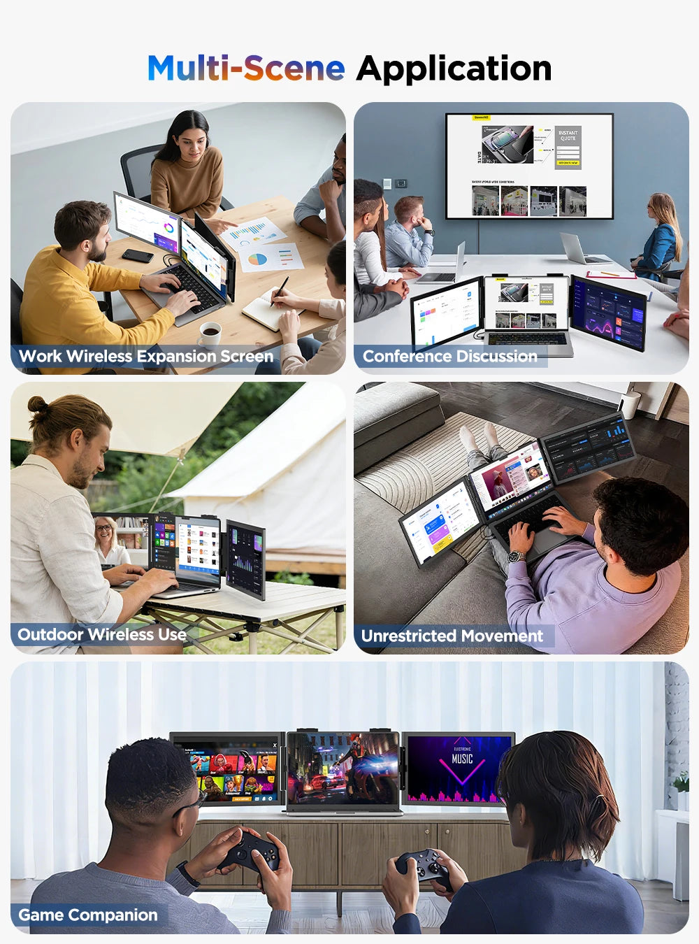UPERFECT UFree Z14 FHD Wireless Laptop Monitor Extender Triple Screen Display for Laptop, Phone, PS5, Xbox, Switch - Limetastore