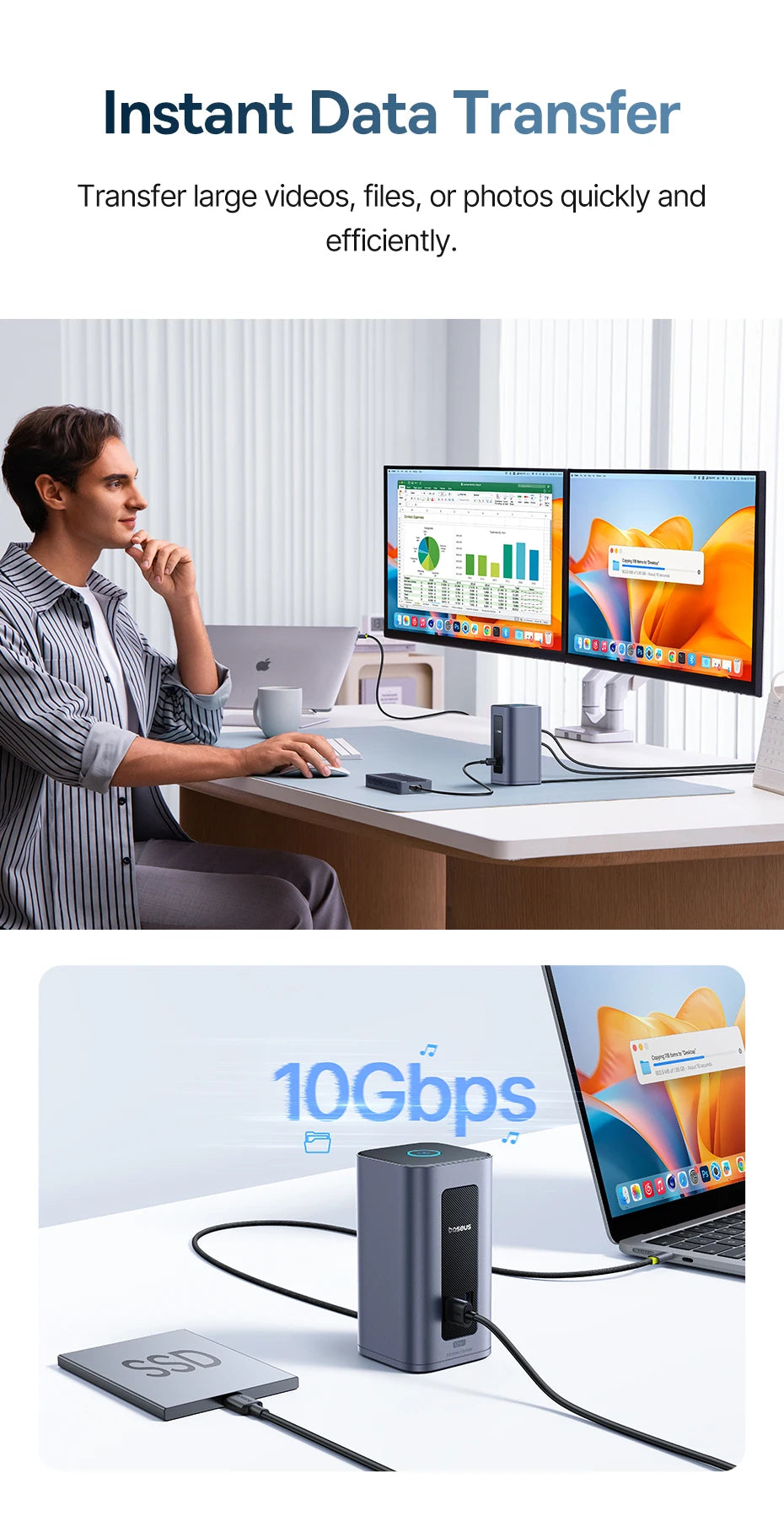 Bazna postaja Baseus 12-v-1 USB-C HUB | DisplayPort + HDMI 4K@60Hz MST, USB 3.2, RJ45, PD 100W