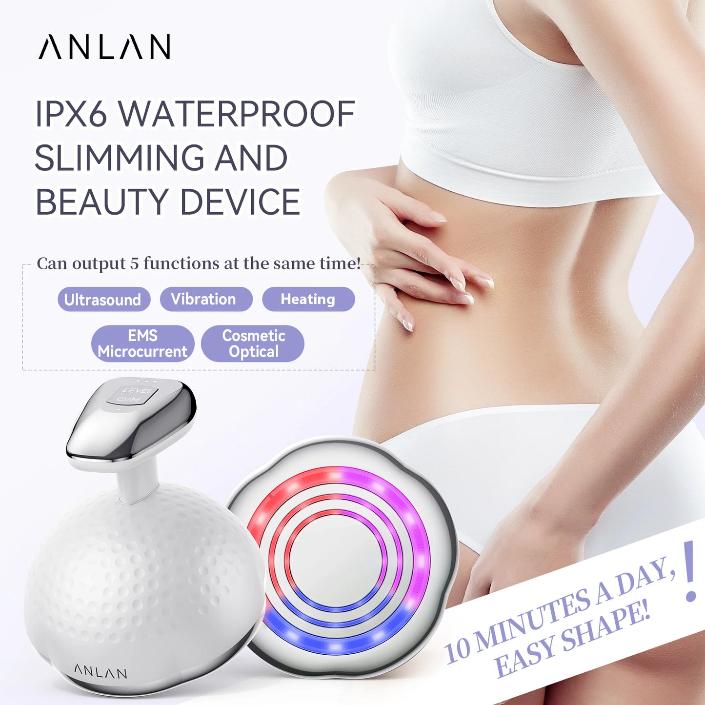 ANLAN RF Body Slimming Machine 5 in 1 - EMS Cavitation Ultrasonic Fat Burner for Belly Fat, Weight Loss & Slimming Massage - Limetastore