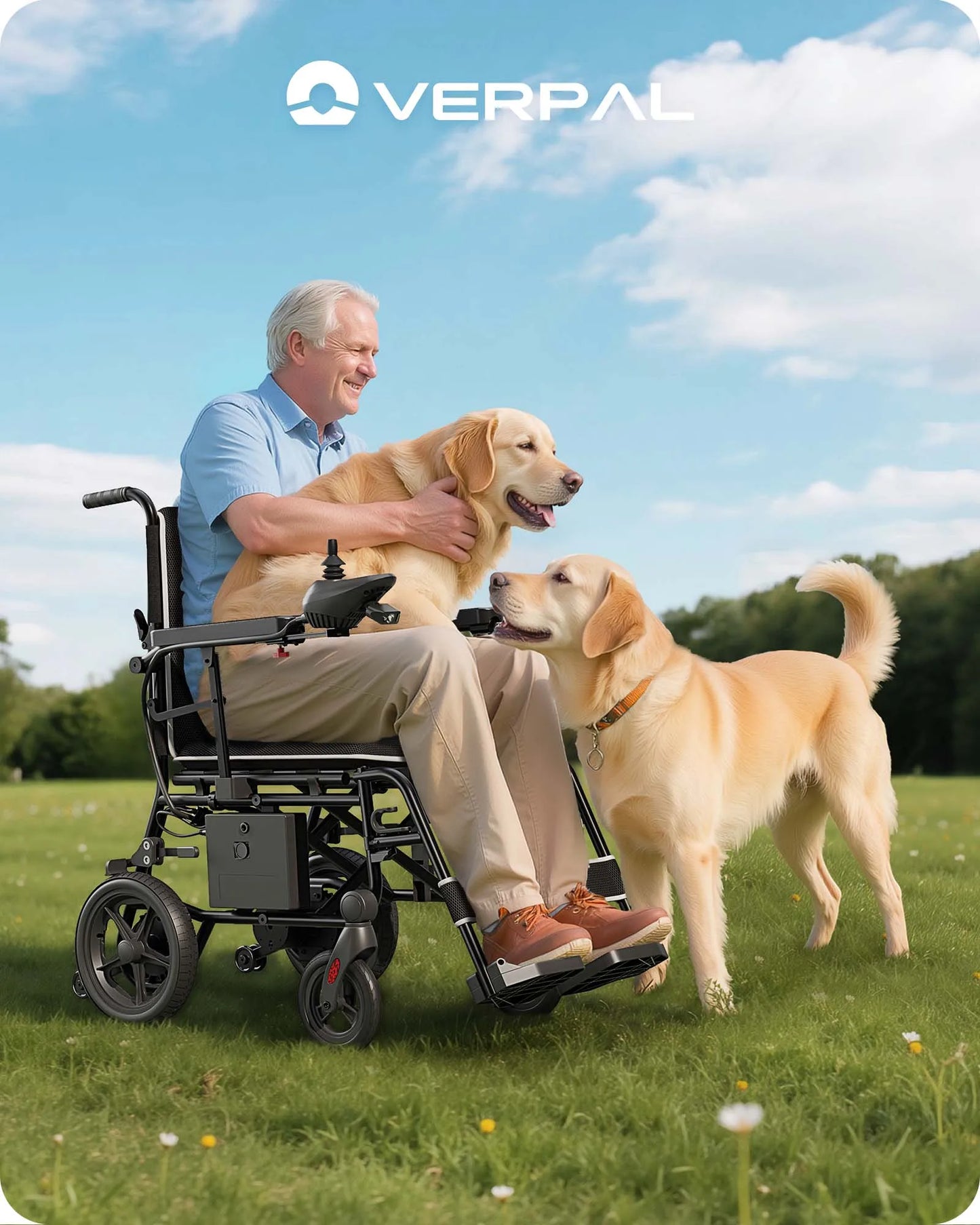 Electric Wheelchair for Adults – 220 lbs Capacity, Aluminum Alloy Frame, LED Light