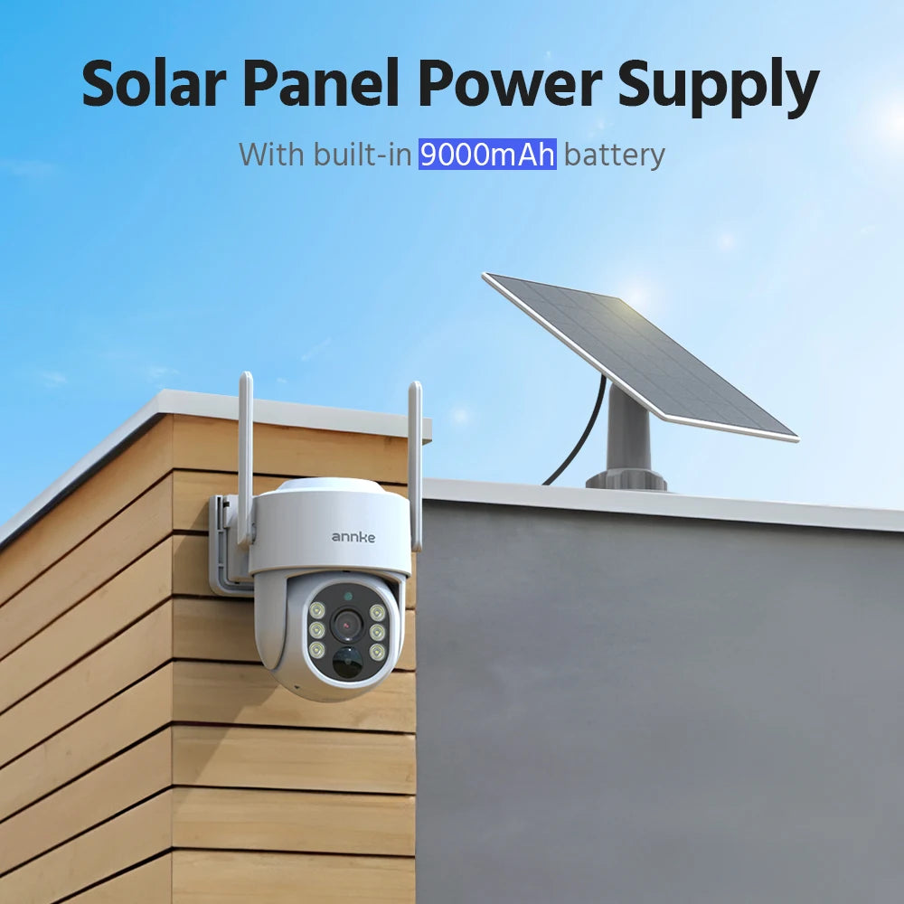 ANNKE 4MP solarni CCTV sistem | 10-kanalni NVR, 5MP PTZ WiFi kamere, PIR in barvni nočni vid