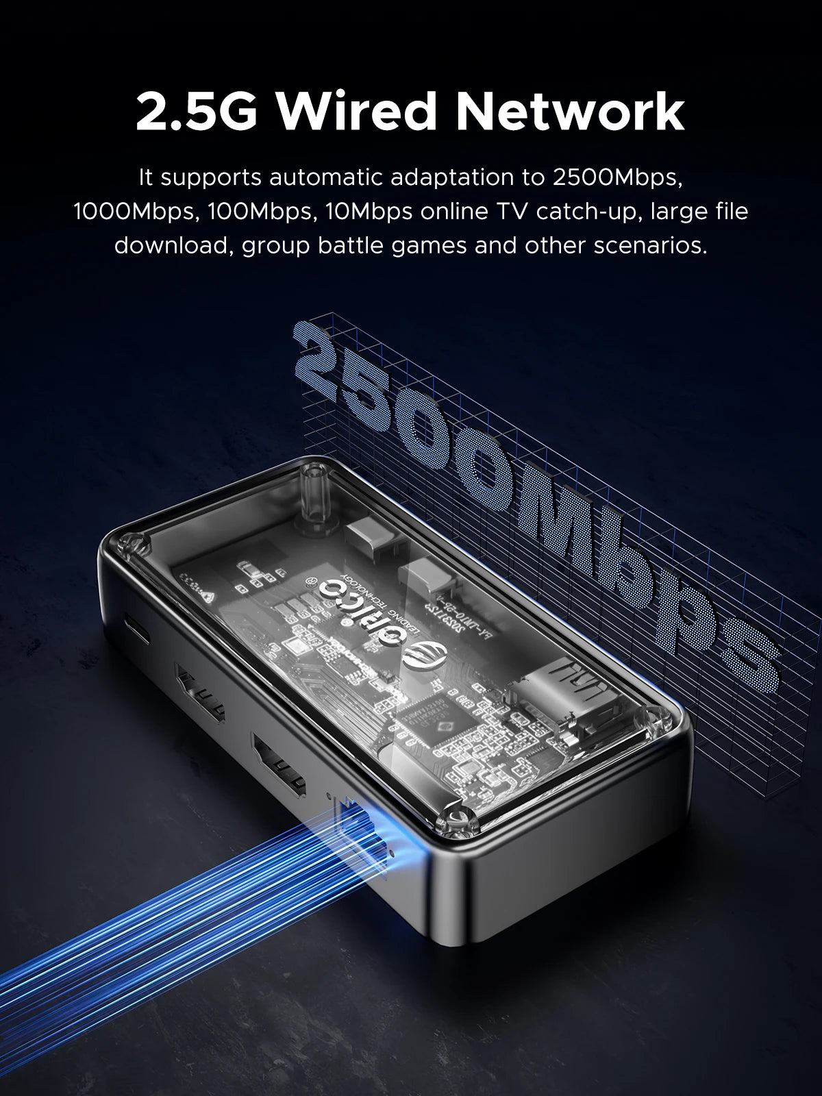 ORICO kovinska priklopna postaja USB-C 10Gbps s HDMI 4K60Hz in vrati USB 3.0