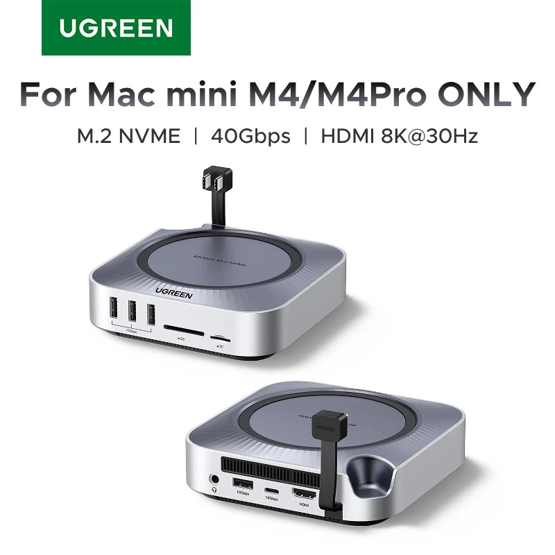 UGREEN 40Gbps Mac Mini M4 priklopna postaja z dvojnim USB-C, M.2 NVMe SSD ohišjem