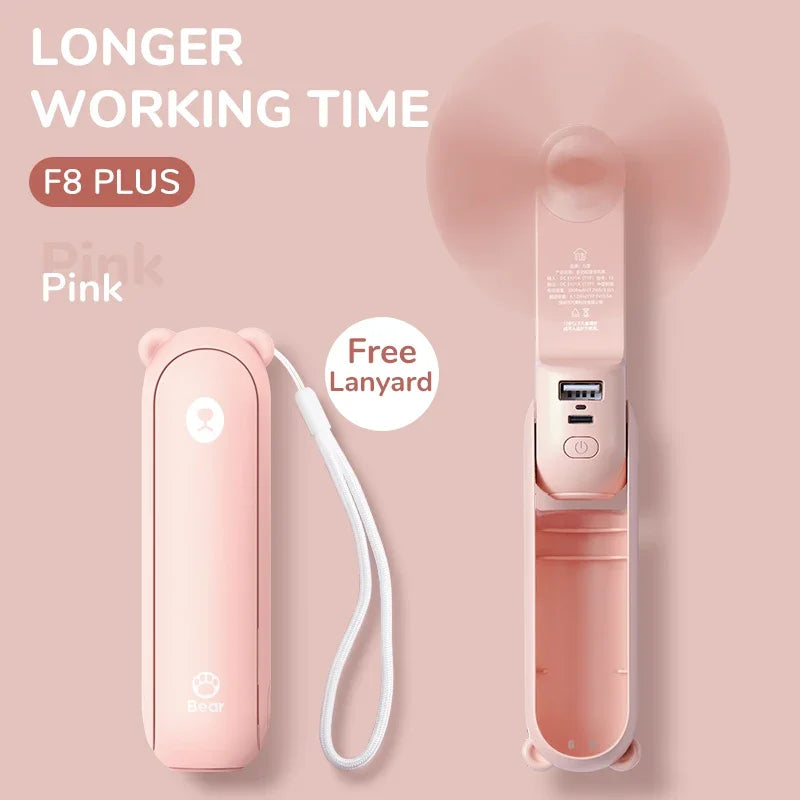 JISULIFE prenosni mini ročni ventilator – 4500 mAh, USB, polnljiv, tih žepni ventilator