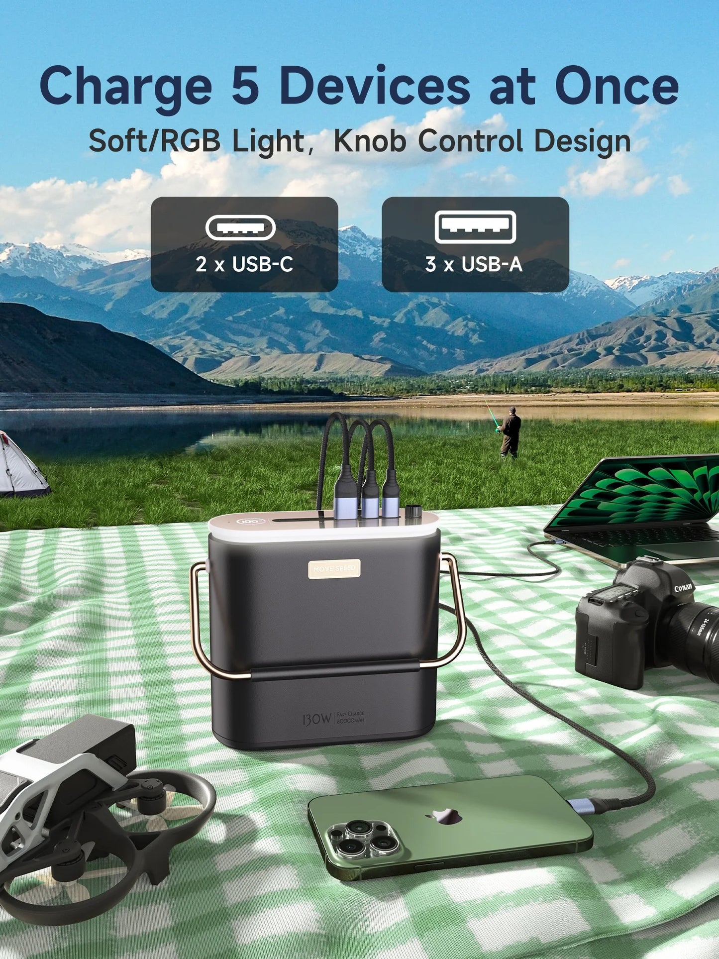 MOVESPEED 80000mAh Power Bank 100W PD Powerbank za hitro polnjenje, prenosna zunanja baterija, napajalna postaja za kampiranje na prostem, prenosni računalnik