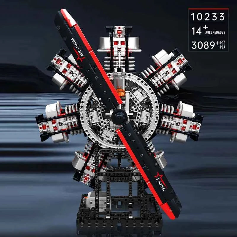 Mould King 10233 Motorized Radial Aviation Engine | 7-Cylinder Aircraft Toy - Limetastore