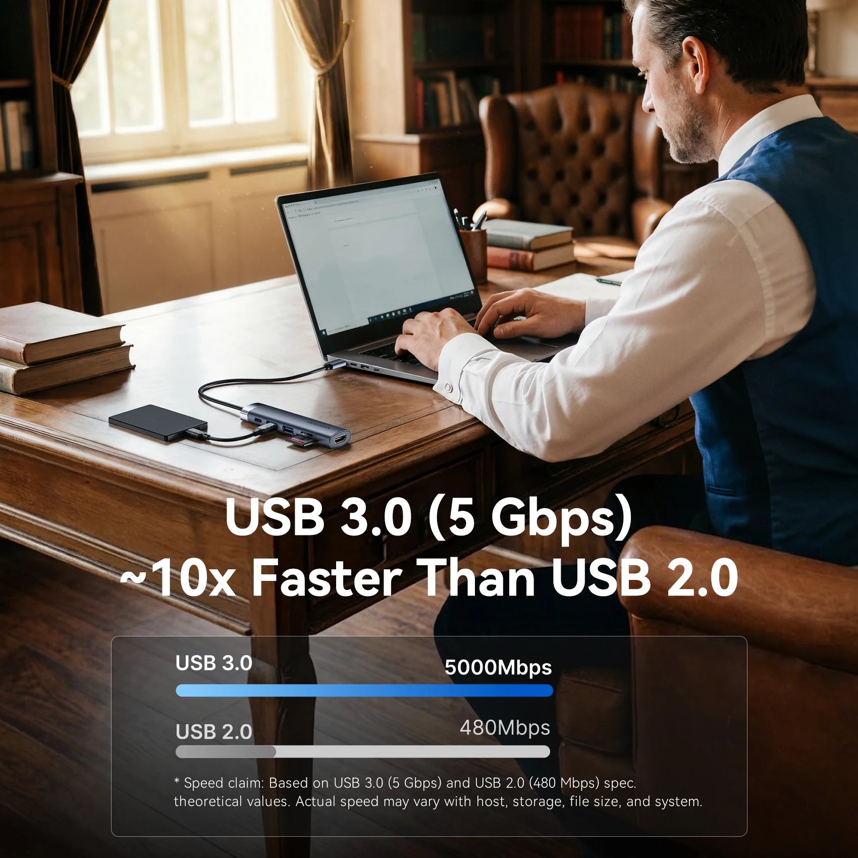 Vention USB‑C HDMI Hub | 4K30Hz, USB 3.0, SD/TF, PD 100W Multiport Adapter