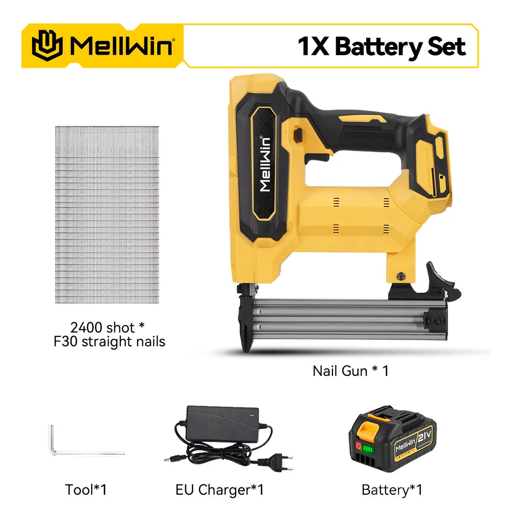 MELLWIN Cordless Electric Nail Gun 2 Mode Wireless Stapler Woodworking Framing Staple Gun Tools F30 For Makita 18V Battery Pin - Limetastore