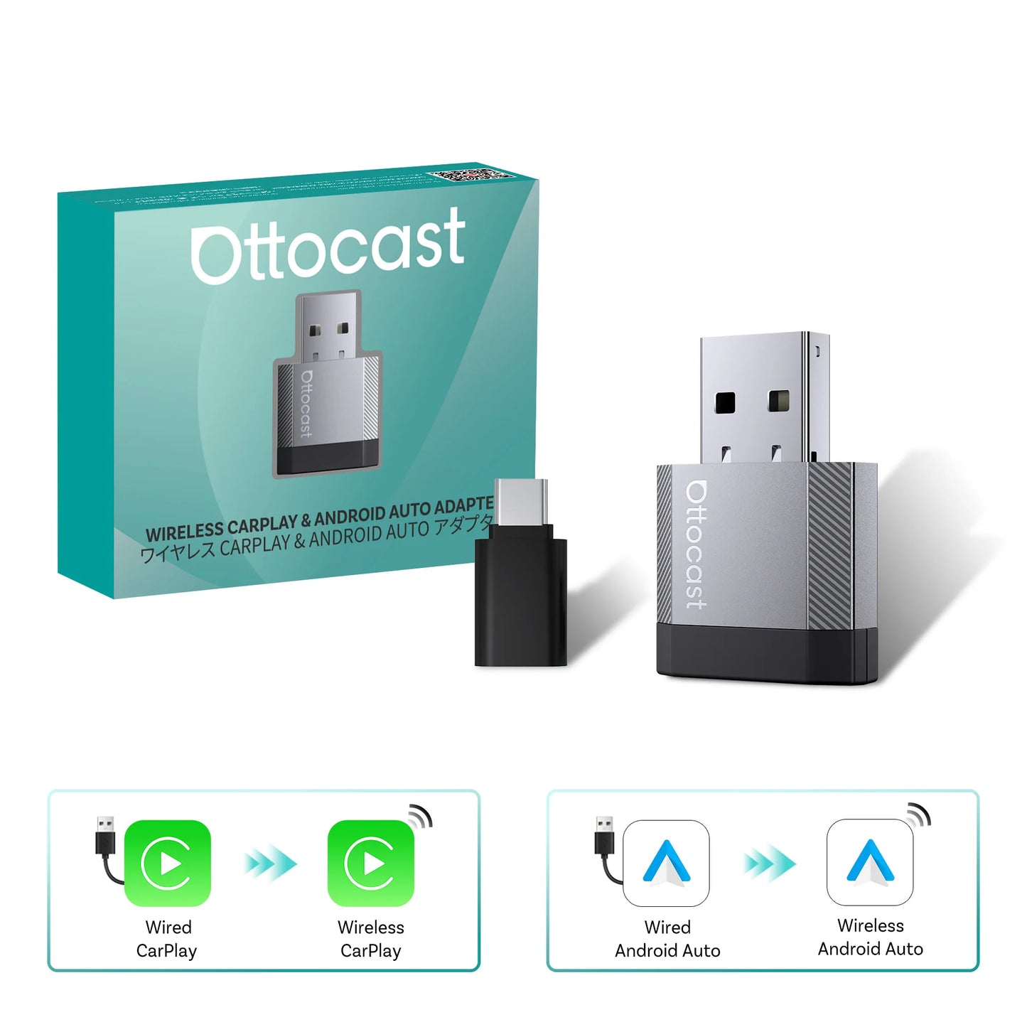 Brezžični adapter OTTOCAST Mini Nova CarPlay in Android Auto