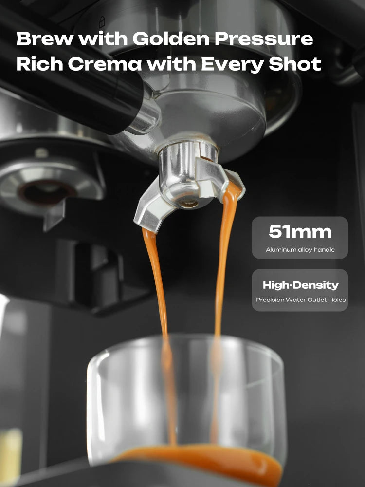 HiBREW H20 – Semi‑Automatic Espresso Machine | 20‑Bar Pressure | Built‑In Grinder with 20 Grind Settings