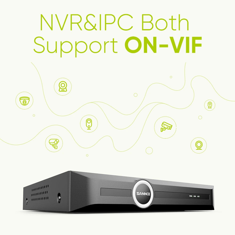 SANNCE 3MP/5MP PoE CCTV sistem | 8-kanalni H.265 NVR, zvok, ONVIF, nočni vid