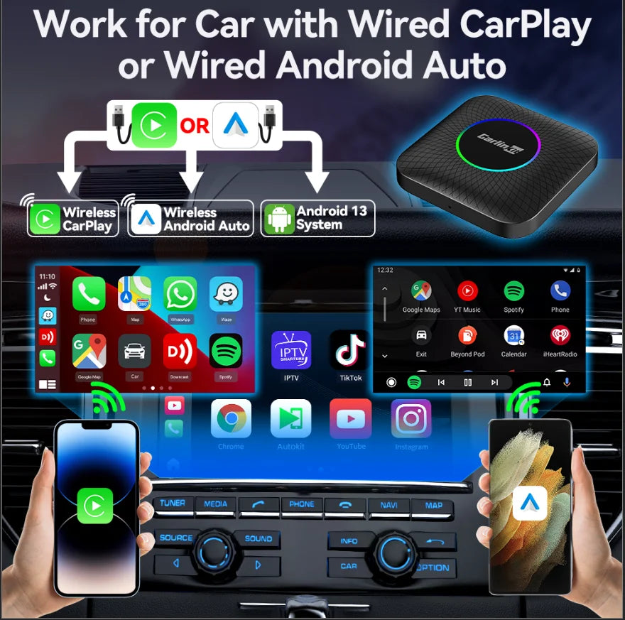 CarlinKit Android 13 LED/PLUS 8+128GB Wireless CarPlay AI Box